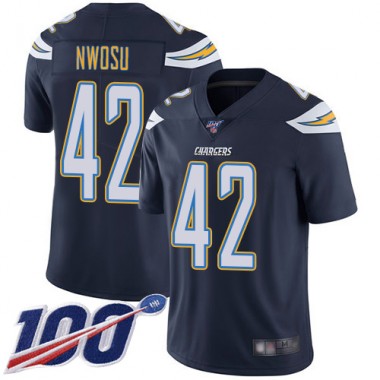 Los Angeles Chargers NFL Football Uchenna Nwosu Navy Blue Jersey Men Limited  #42 Home 100th Season Vapor Untouchable->youth nfl jersey->Youth Jersey